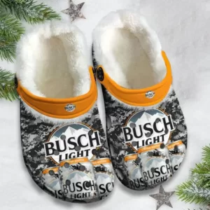 Busch Light Beer Print Fleece Clogs, Warm Fleece Clogs For Winter, Unisex Fleece Lined Clogs