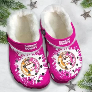 Amazing Dunkin' Donut Pink Tie Dye Pattern Fleece Clogs, Warm Fleece Clogs For Winter, Unisex Fleece Lined Clogs