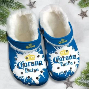 Tie Dye Corona Extra Beer Fleece Clogs, Warm Fleece Clogs For Winter, Unisex Fleece Lined Clogs