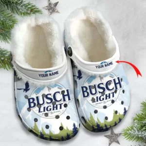 Personalized Bucsh Light Beer Fleece Clogs, Cozy Fleece Clogs For Winter