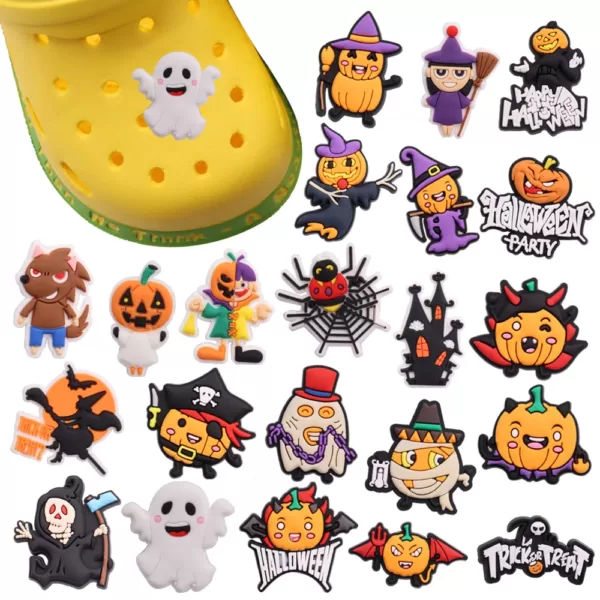 Halloween Pumpkin Witch Vampire Scarecrow Clogs Accessories, PVC Material Halloween Clogs Charms