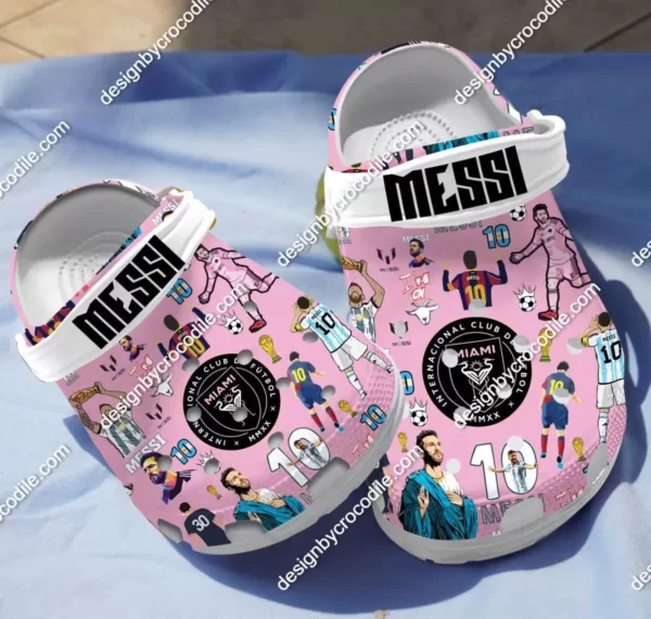 Messi Inter Miami Club The Goat Pink Crocs For Kids & Adults