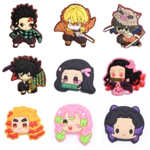 Kimetsu No Yaiba Clogs Charms, Anime Croc Charms Demon Slayers Character PVC Shoe Charm