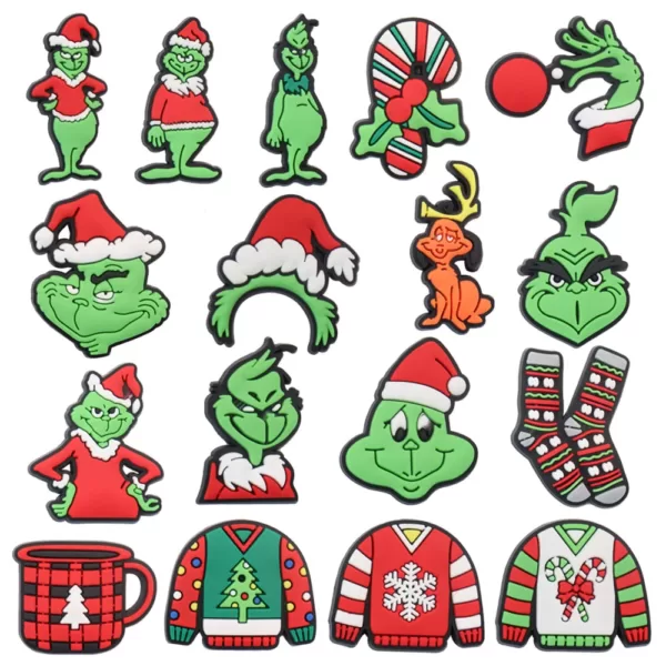 Grinch Christmas Series Crocs Shoe Charms, Funny Accessories For Clogs, Kids X-mas Gift Crocs Jibbitz