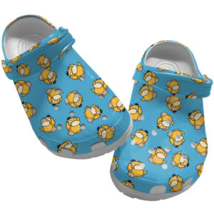 Funny Pokemon Psyduck Pattern Blue Clogs