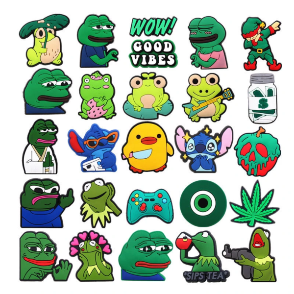 Funny Frog Memes, Kermit The Frog Jibbitz, Yellow Duck Crocs Charms, Cannabis Crocs Charms, Cute Crocs Charms
