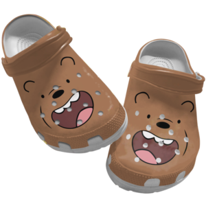 Cute We Bare Bears Brown Clogs Shoes For Kids And Adults