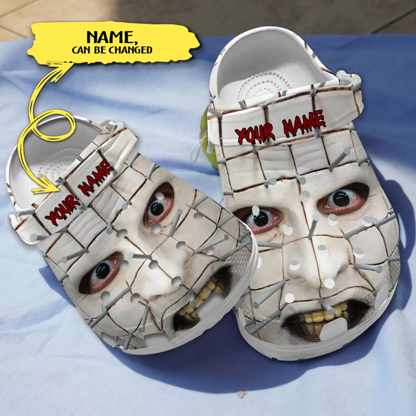 Scary Pinhead’s Face Horror Characters Custom Name Crocs