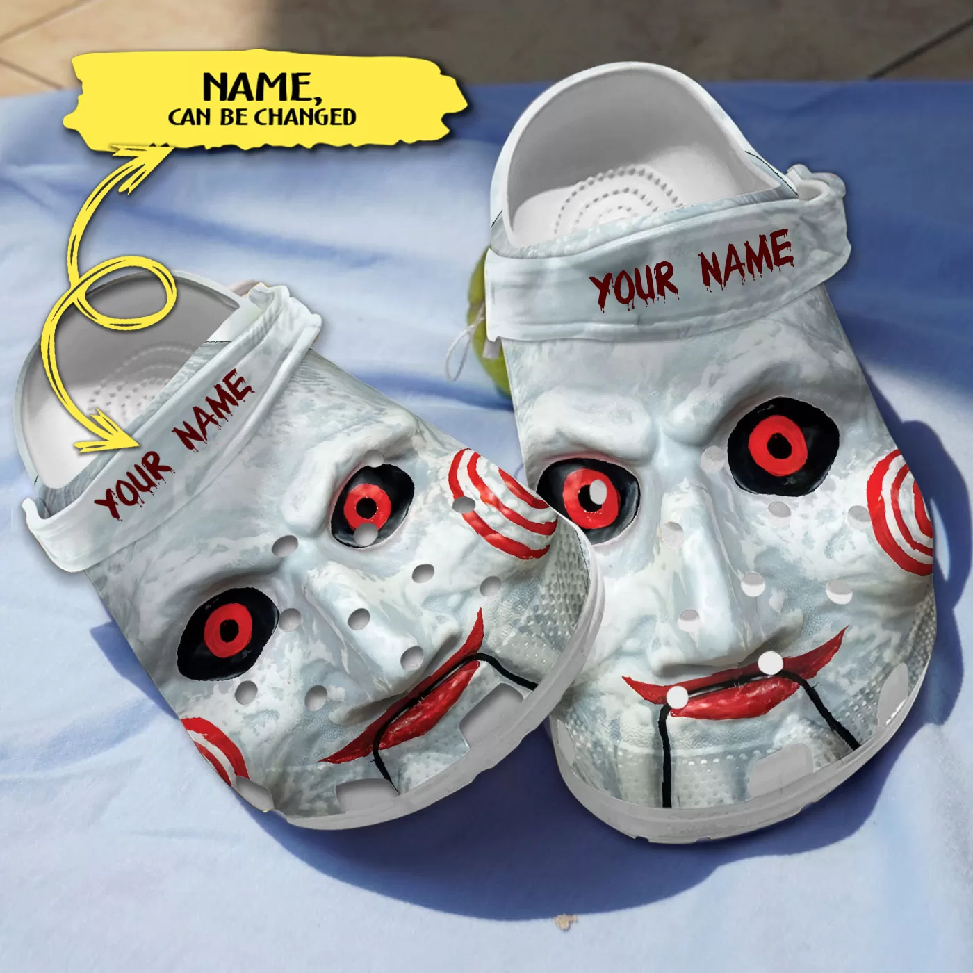 Scary Jigsaw’s Face Horror Characters Custom Name Crocs