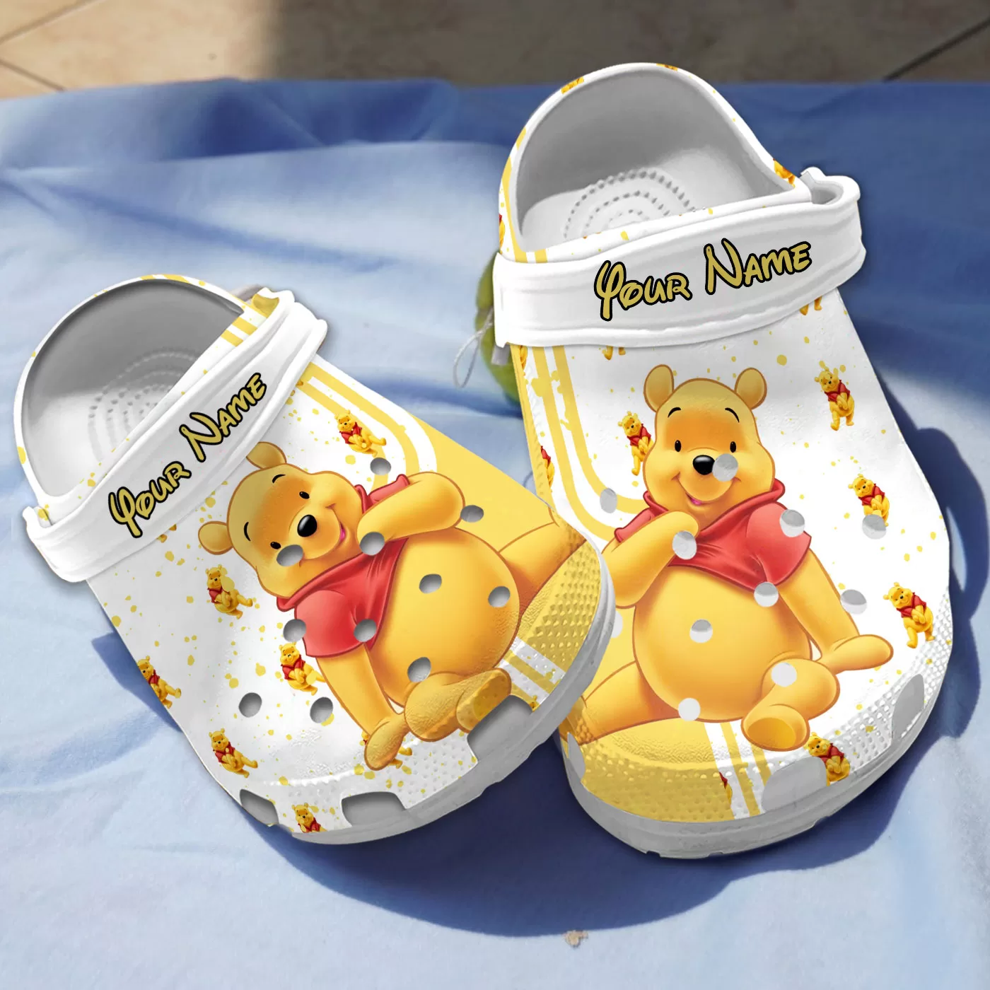 Lovely Winnie The Pooh White Crocs - Design by Crocodile