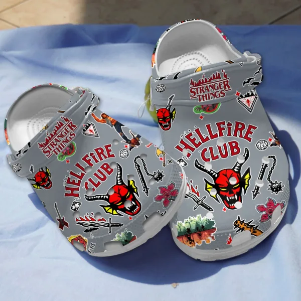 Stranger Things Hellfire Club Grey Clogs For Kids & Adults