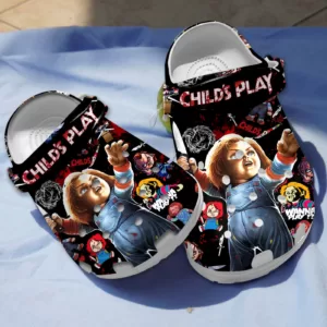 Child's Play Horror Chucky Doll Halloween Black Clogs