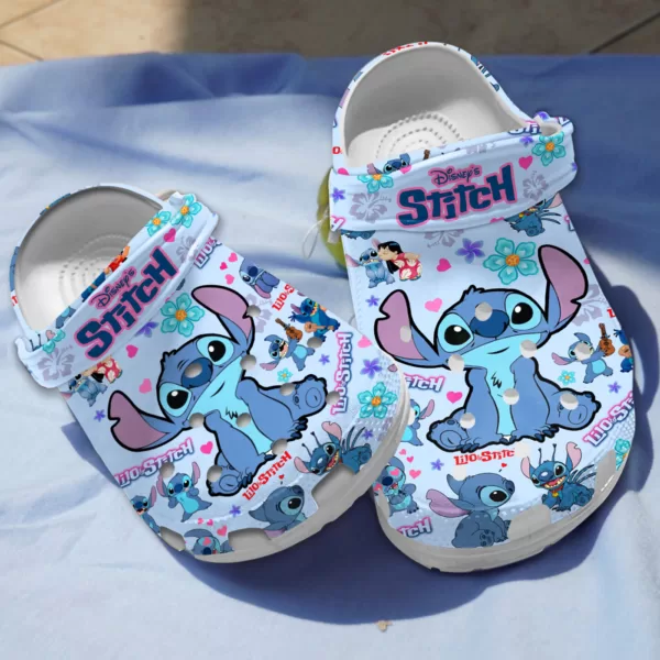 Disney Lilo & Stitch Floral Blue Crocs Shoes