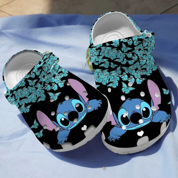 Cute Disney Stitch With Magic Blue Butterfly Crocs