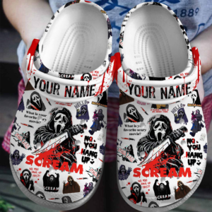 Scary Movie Character Ghost Face Halloween White Clogs