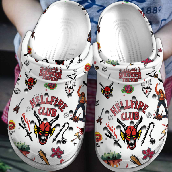 Stranger Things Hellfire Club White Clogs For Kids & Adults
