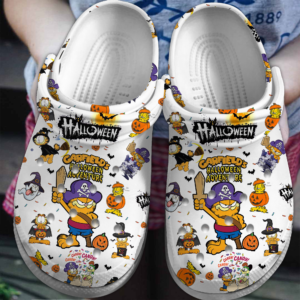 Garfield Cartoon Movie Halloween White Clogs