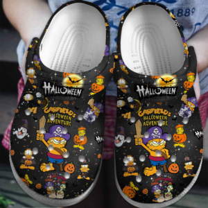 Garfield Cartoon Movie Halloween Black Clogs