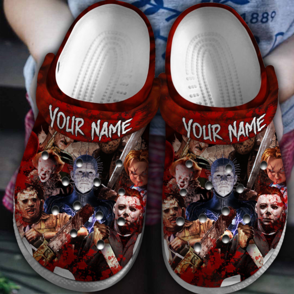 Scary Movie Villains Halloween Spooky Red Clogs