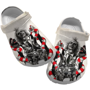 Beetlejuice Movie Black & Red Clogs