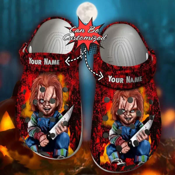 Personalized Horror Chucky Doll Red Halloween Clogs