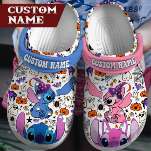 Cute Disney Stitch And Angel Couple Halloween Clogs