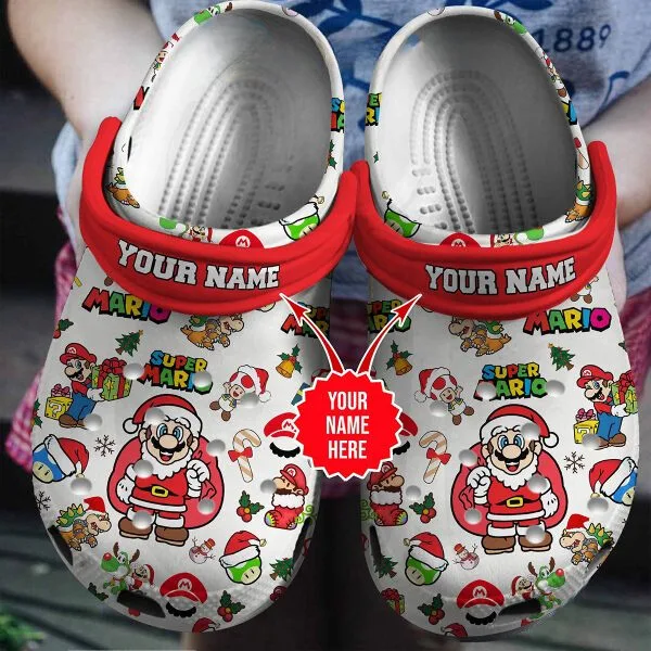 Personalized Crocs Super Mario Christmas Clogs, Perfect For Crocs For Kids And Adults