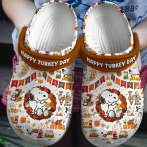 Happy Turkey Day Peanuts Snoopy Clogs For Kids And Adults