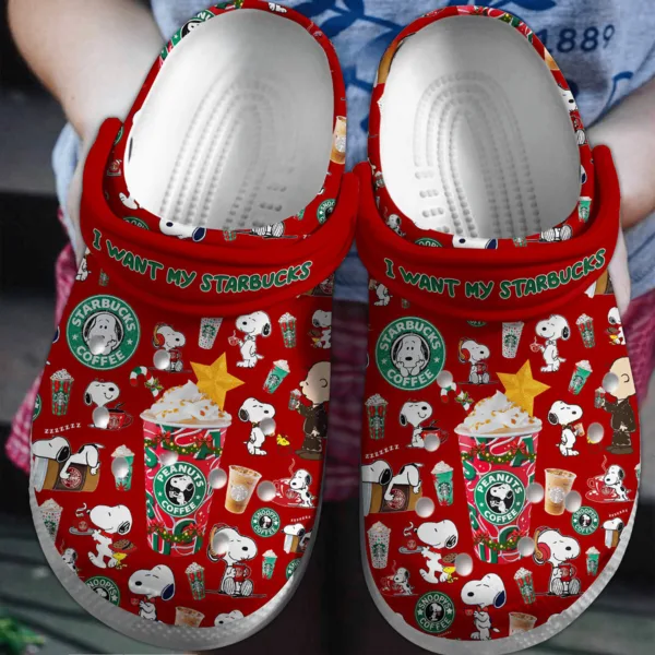 Cute Peanuts Snoopy Christmas Red Crocs For Kids And Adults