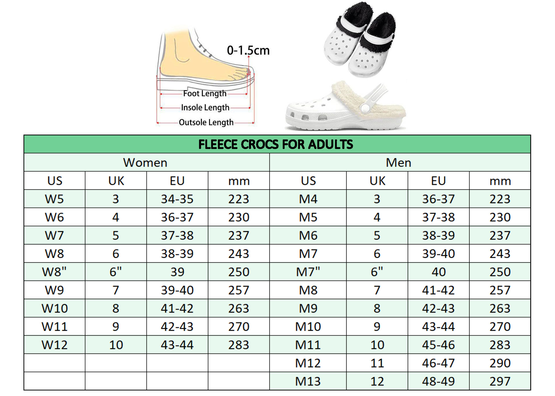 Fleece Crocs For Adults - Designbycrocodile.com