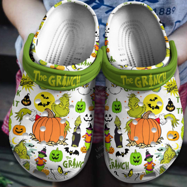 The Grinch Halloween Pumpkin Unisex Clogs Shoes, Shop Now! (1)