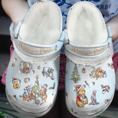 Cute Winnie The Pooh Christmas Fleece Clogs