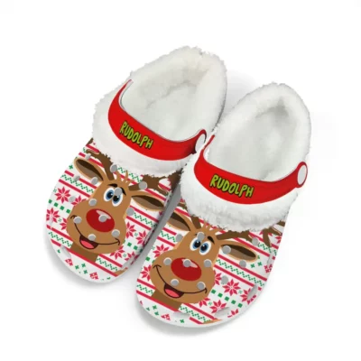  Lovely Fuzzy Rudolph The Reindeer Fleece Clogs For Cozy Winter