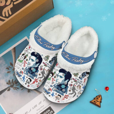 Merry Christmas Elvis Presley Music Fleece Lined Clogs