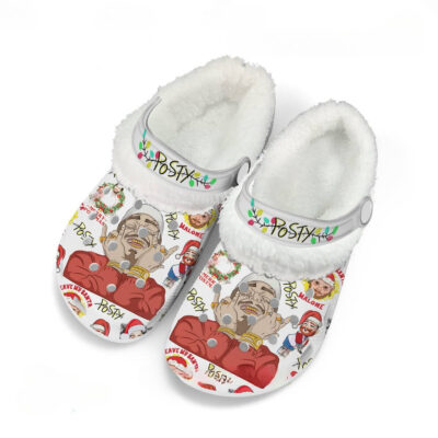 Merry Christmas Posty Post Malone Winter Fleece Lined Clogs