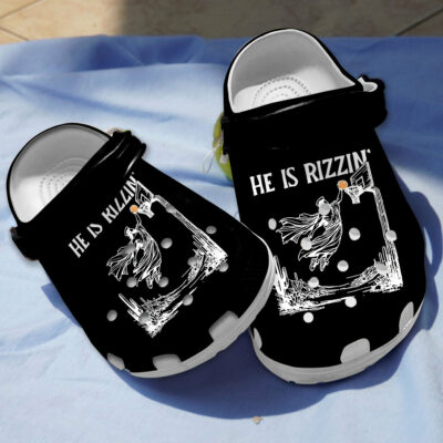 breathable-he-is-rizzin-jesus-basketball-easter-black-clogs-for-kids-&-adults-kaoxz