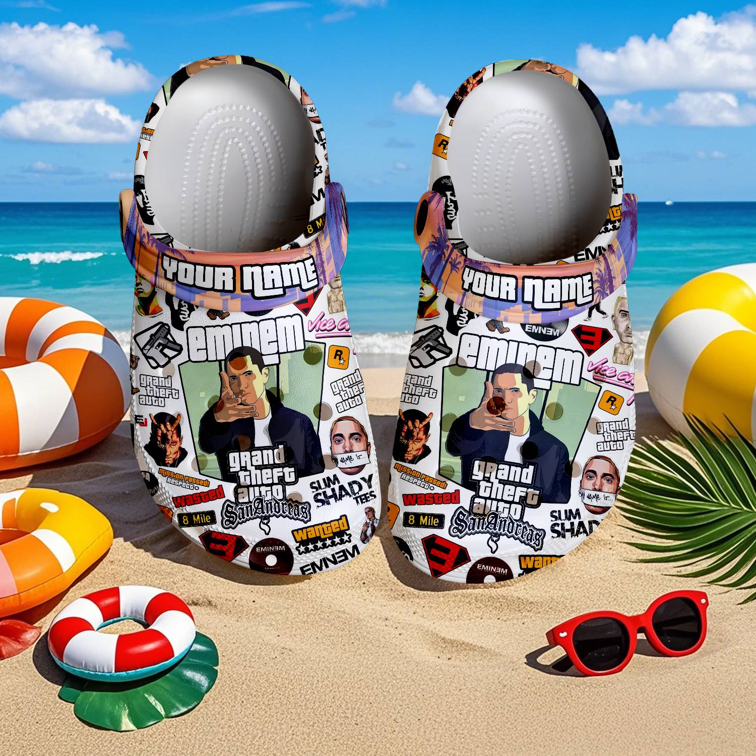 Customized Eminem Rap God GTA Music Clogs Fast Shippng Worldwide