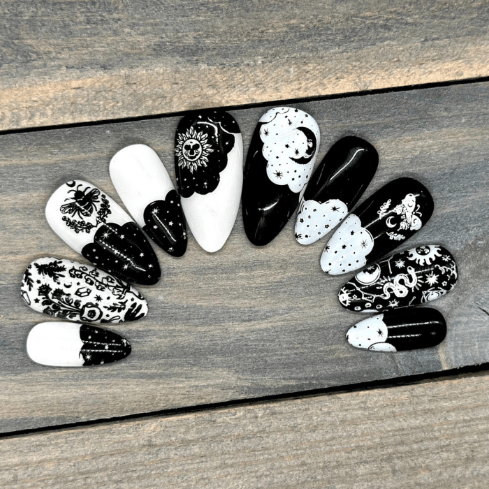 Black & White Mystery Cool Design Halloween Nail Box