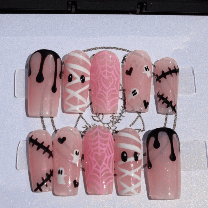 Cute Pink Horror Coquette Nail Box