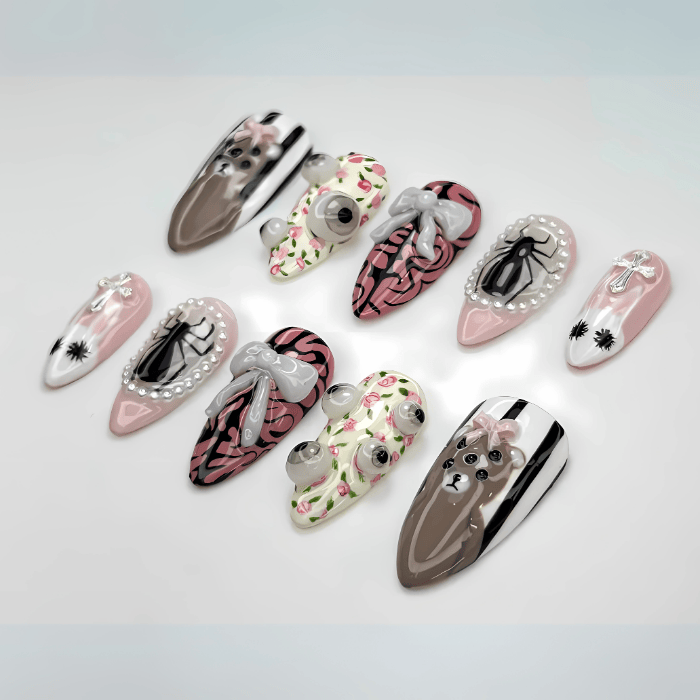 Weird Cute Coquette Mix Creepy Horror Design Nail Box