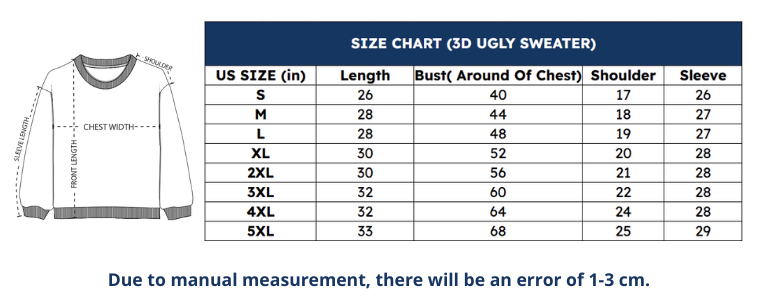 Ugly sweater sizechart-designbycrocodile.com