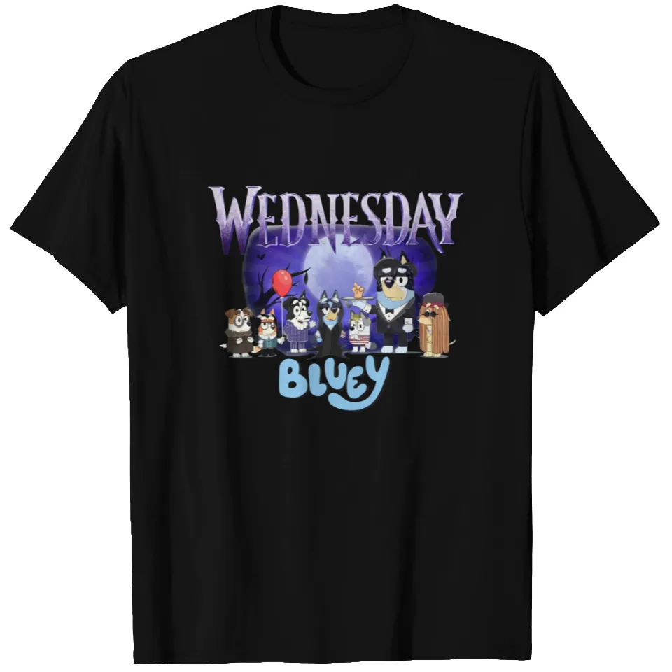 Funny Creative Design Bluey x Wednesday Halloween T-Shirt