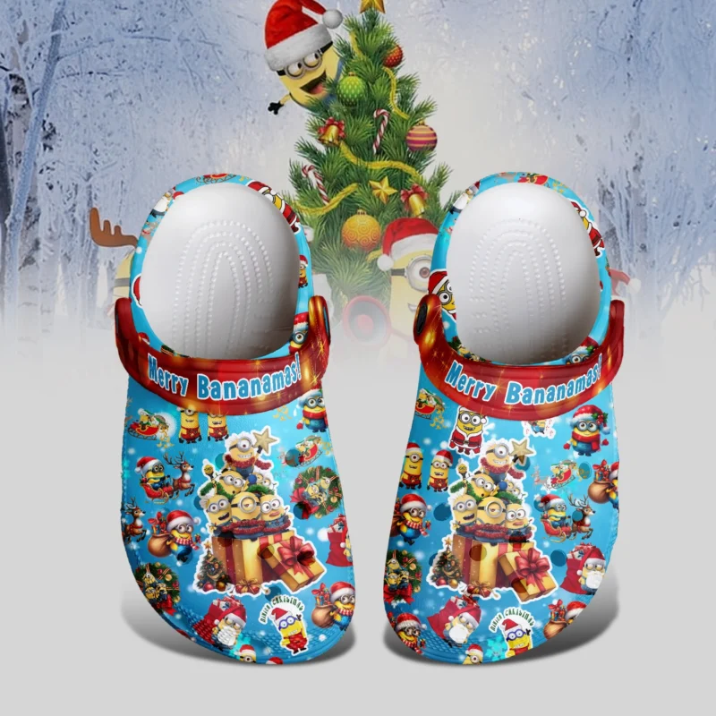 Merry Bananamas Minion Blue Christmas Clogs For Kids And Adults