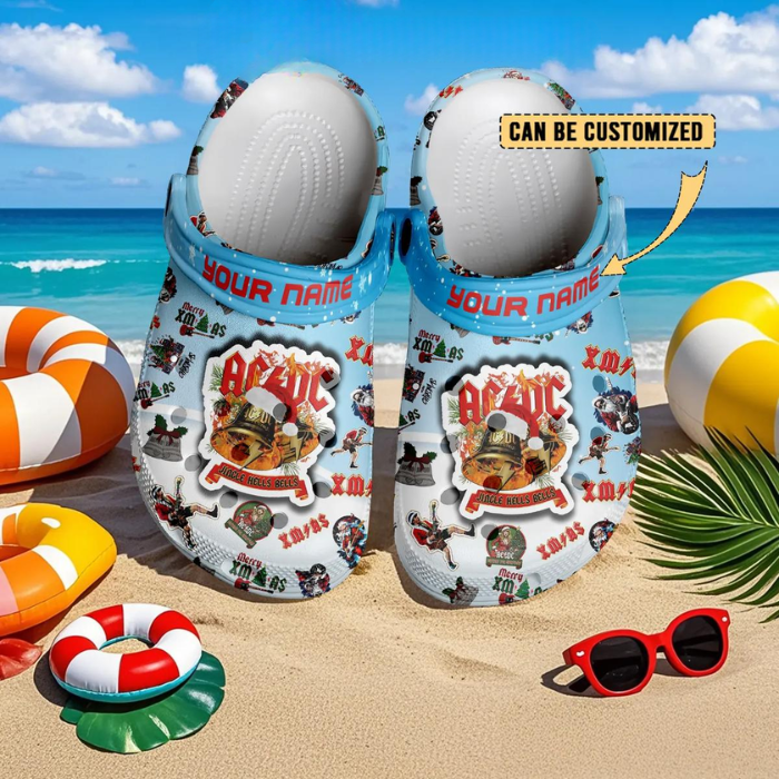 Personalized ACDC Jingle Hells Beels Xmas Clogs Music Shoes For Fans